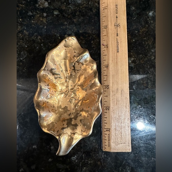 Vintage Holley Ross 22k Gold Splattered Leaf Dish - Picture 2 of 3
